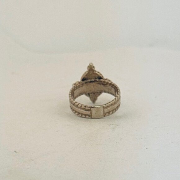 Vintage 925 Sterling Silver Ring Size 5 Black Onyx Cabochon Rope Estate - Picture 4 of 11